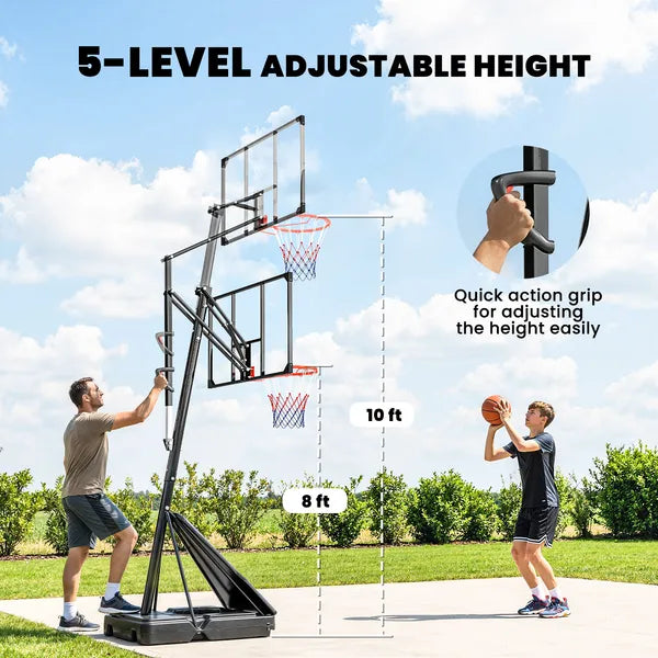 Portable Basketball Hoop Outdoor, 8-10ft Adjustable Basketball Goal, 47 Inch Shatterproof Backboard, Action Grip - product image 4