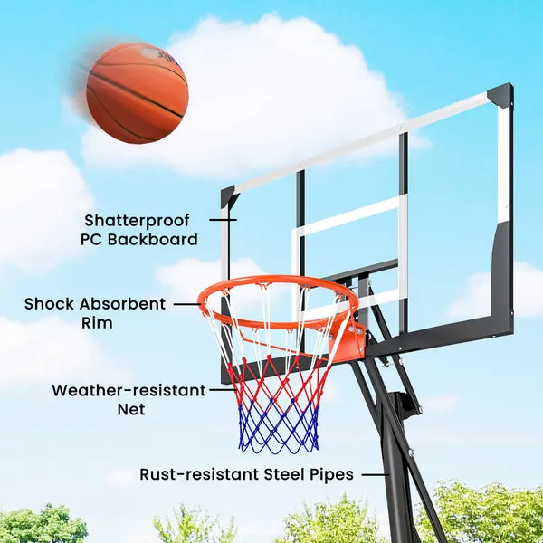 Portable Basketball Hoop Outdoor, 8-10ft Adjustable Basketball Goal, 47 Inch Shatterproof Backboard, Action Grip - product image 7