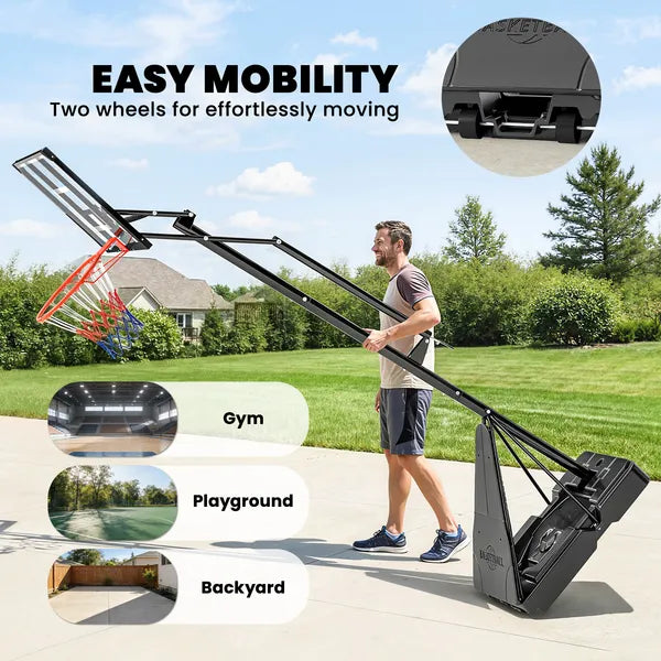 Portable Basketball Hoop Outdoor, 8-10ft Adjustable Basketball Goal, 47 Inch Shatterproof Backboard, Hand-Crank Lift - product image 6