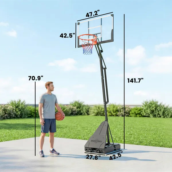 Portable Basketball Hoop Outdoor, 8-10ft Adjustable Basketball Goal, 47 Inch Shatterproof Backboard, Hand-Crank Lift - product image 3