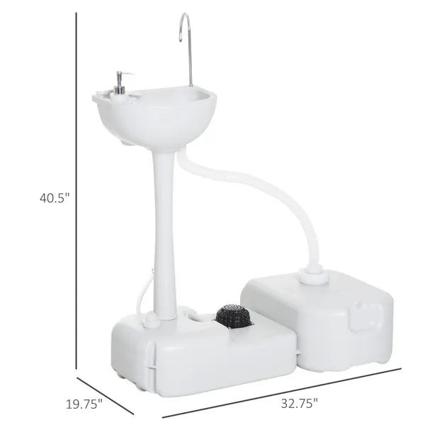 Kleankin Portable Camping Sink with 4.5 Gallon Water Tank and 6.3 Gallon Recovery Tank Light Gray - product image 3