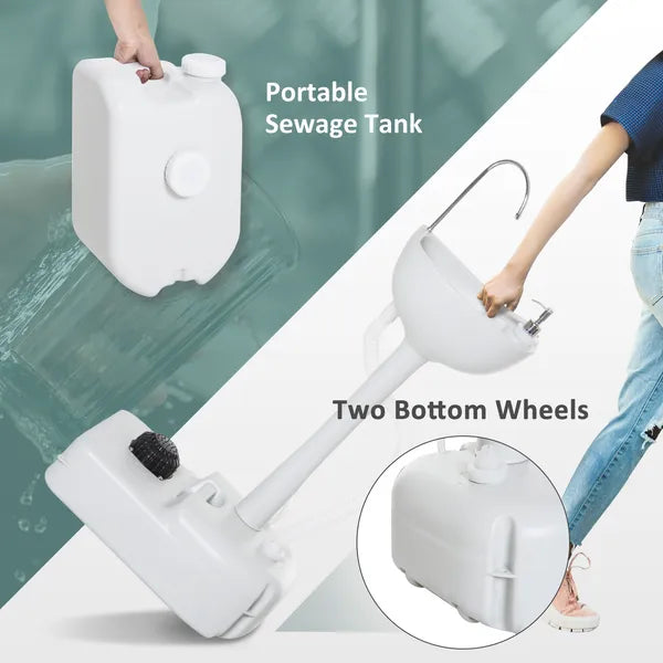 Kleankin Portable Camping Sink with 4.5 Gallon Water Tank and 6.3 Gallon Recovery Tank Light Gray - product image 7