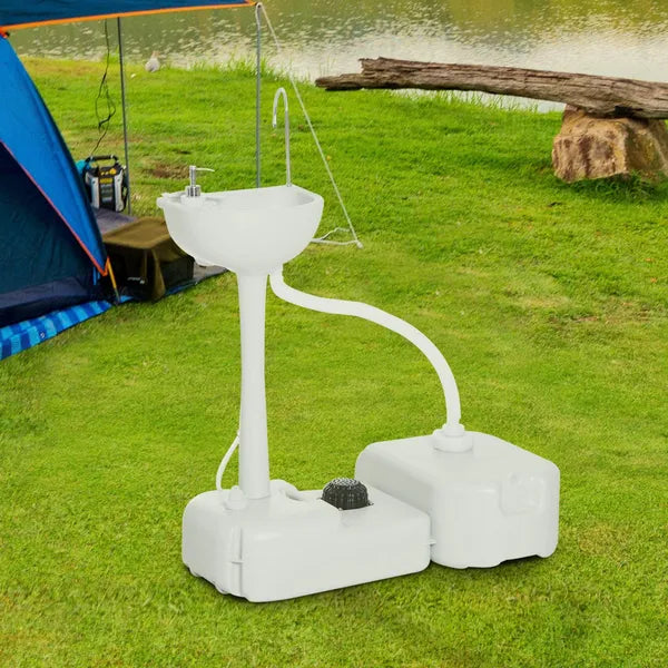 Kleankin Portable Camping Sink with 4.5 Gallon Water Tank and 6.3 Gallon Recovery Tank Light Gray - product image 10