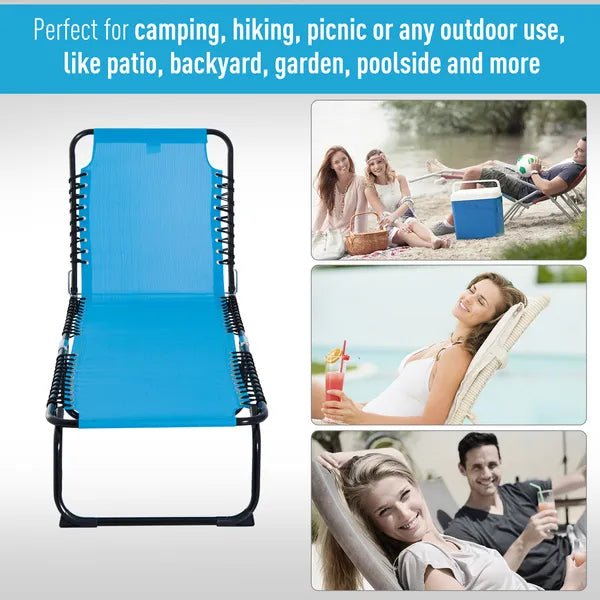 Outsunny Portable Chaise Lounge Light Blue 4-Position Reclining Outdoor Patio Adjustable Bed - product image 7