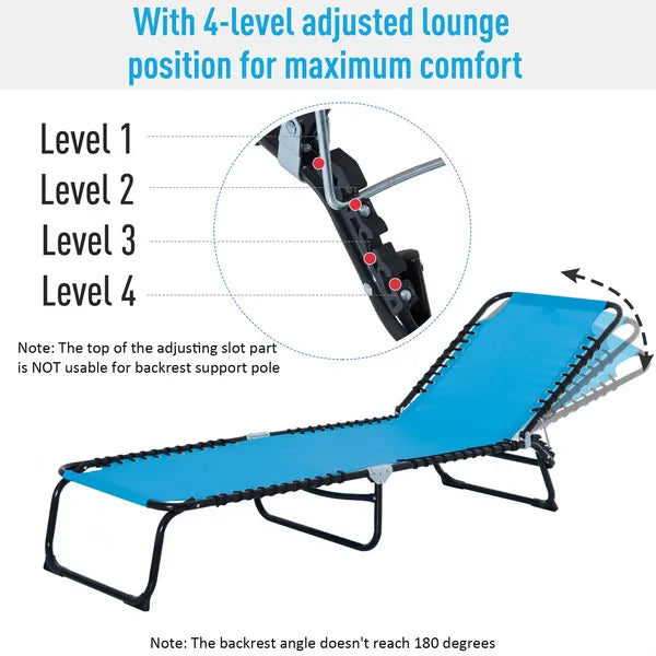 Outsunny Portable Chaise Lounge Light Blue 4-Position Reclining Outdoor Patio Adjustable Bed - product image 6