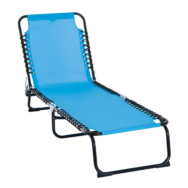 Outsunny Portable Chaise Lounge Light Blue 4-Position Reclining Outdoor Patio Adjustable Bed - product image 1