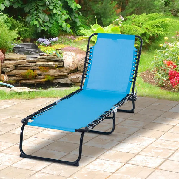 Outsunny Portable Chaise Lounge Light Blue 4-Position Reclining Outdoor Patio Adjustable Bed - product image 2