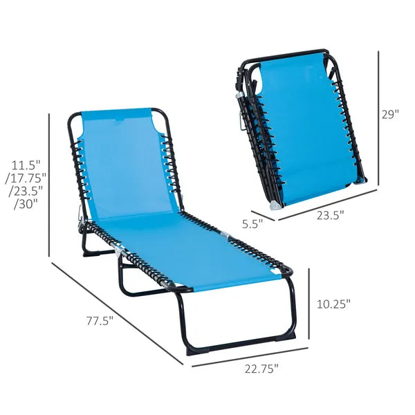 Outsunny Portable Chaise Lounge Light Blue 4-Position Reclining Outdoor Patio Adjustable Bed - product image 3