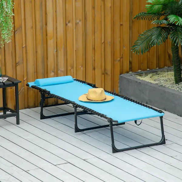 Outsunny Portable Chaise Lounge Light Blue 4-Position Reclining Outdoor Patio Adjustable Bed - product image 13