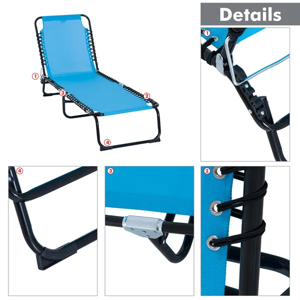 Outsunny Portable Chaise Lounge Light Blue 4-Position Reclining Outdoor Patio Adjustable Bed - product image 9