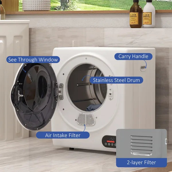 Portable Electric Clothes Dryer 1.5 cu.ft Compact Laundry Dryer 850W for Apartments White - product image 5