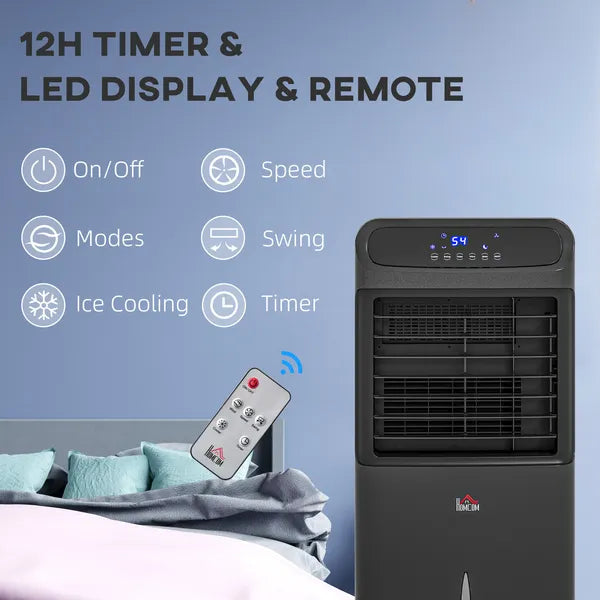 HOMCOM Portable Evaporative Air Cooler 3-in-1 Ice Cooling Fan with Remote Oscillation Timer Black for Home Office - product image 9