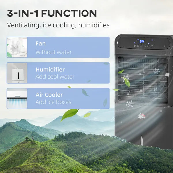 HOMCOM Portable Evaporative Air Cooler 3-in-1 Ice Cooling Fan with Remote Oscillation Timer Black for Home Office - product image 6