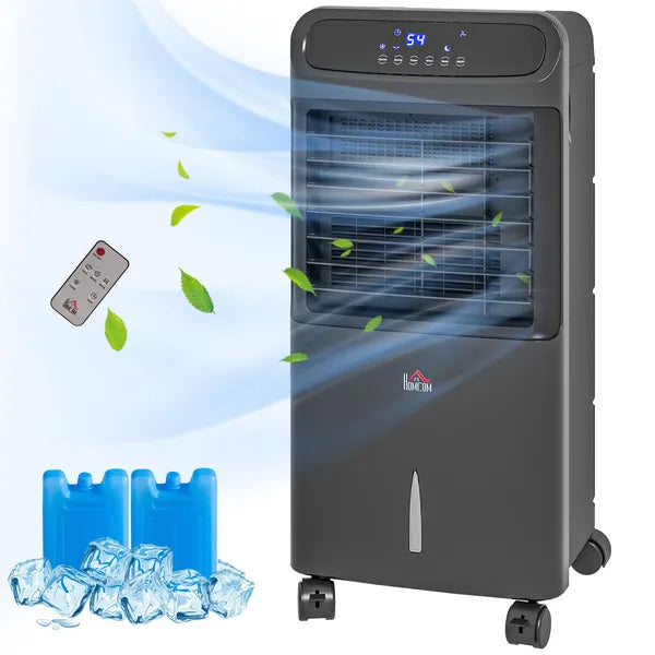 HOMCOM Portable Evaporative Air Cooler 3-in-1 Ice Cooling Fan with Remote Oscillation Timer Black for Home Office - product image 1