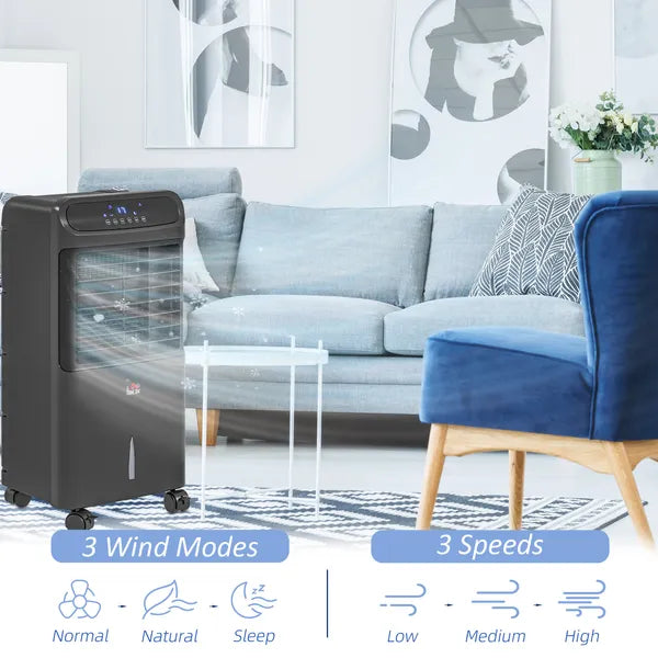 HOMCOM Portable Evaporative Air Cooler 3-in-1 Ice Cooling Fan with Remote Oscillation Timer Black for Home Office - product image 5