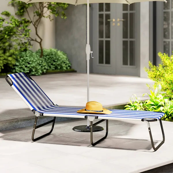 Outsunny Portable Folding Adjustable Sun Beach Lounger / Camping Cot - Blue and White - product image 9