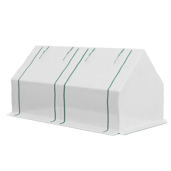 Outsunny Portable Garden Hot House 6x3x3 ft with Two PE/PVC Covers 2 Roll Up Windows Clear - product image 1
