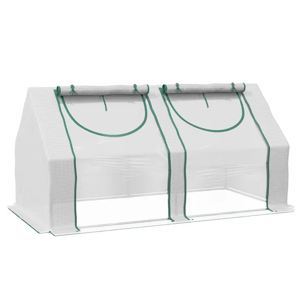 Outsunny Portable Garden Hot House 6x3x3 ft with Two PE/PVC Covers 2 Roll Up Windows Clear - product image 11