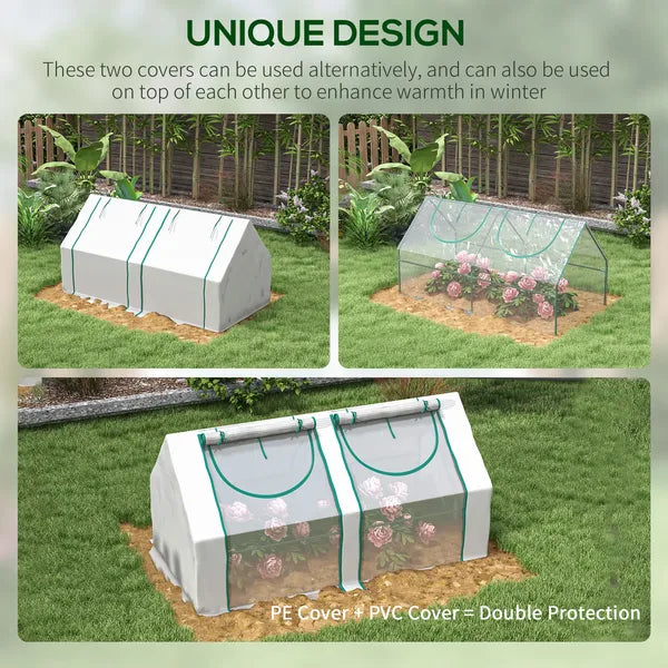 Outsunny Portable Garden Hot House 6x3x3 ft with Two PE/PVC Covers 2 Roll Up Windows Clear - product image 7