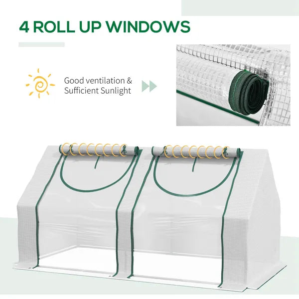Outsunny Portable Garden Hot House 6x3x3 ft with Two PE/PVC Covers 2 Roll Up Windows Clear - product image 6