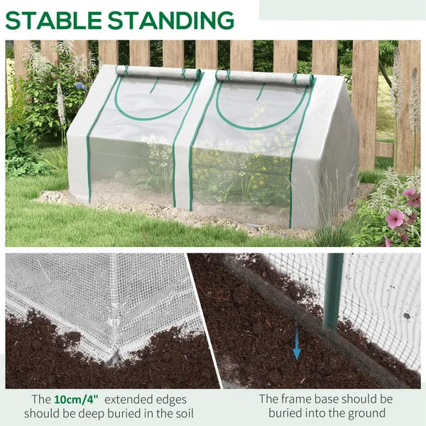 Outsunny Portable Garden Hot House 6x3x3 ft with Two PE/PVC Covers 2 Roll Up Windows Clear - product image 5