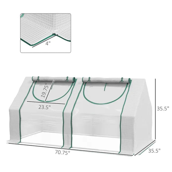 Outsunny Portable Garden Hot House 6x3x3 ft with Two PE/PVC Covers 2 Roll Up Windows Clear - product image 3