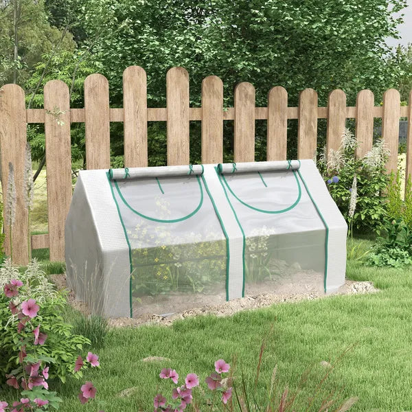 Outsunny Portable Garden Hot House 6x3x3 ft with Two PE/PVC Covers 2 Roll Up Windows Clear - product image 10