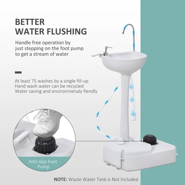 Kleankin 4.5 Gallon Portable Hand Wash Sink with Towel Holder and Soap Dispenser Light Gray - product image 8