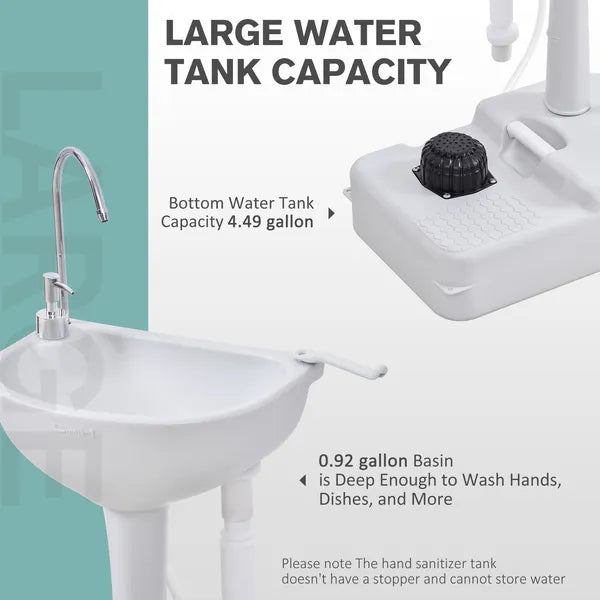Kleankin 4.5 Gallon Portable Hand Wash Sink with Towel Holder and Soap Dispenser Light Gray - product image 4