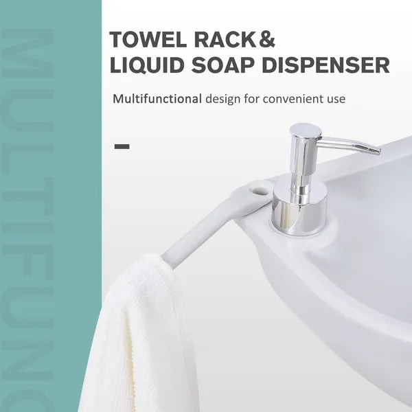 Kleankin 4.5 Gallon Portable Hand Wash Sink with Towel Holder and Soap Dispenser Light Gray - product image 6