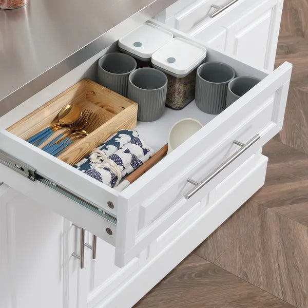 HOMCOM Portable Kitchen Cart, White, Rolling Island with Stainless Steel Top, Towel and Spice Rack - product image 9