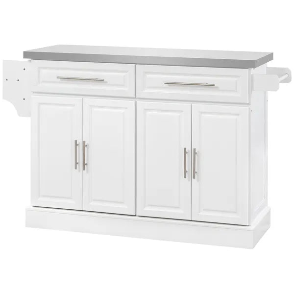 HOMCOM Portable Kitchen Cart, White, Rolling Island with Stainless Steel Top, Towel and Spice Rack - product image 11