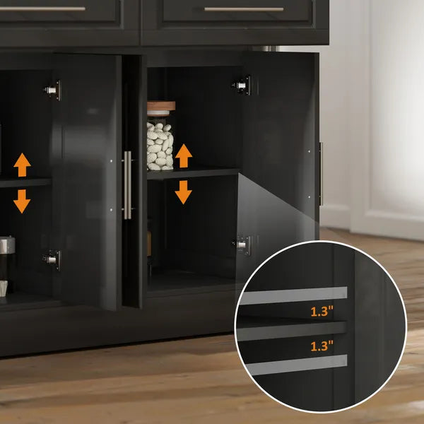 HOMCOM Portable Kitchen Island Cart, Black, on Wheels with Stainless Steel Top, Storage Cabinets, Spice Rack - product image 8