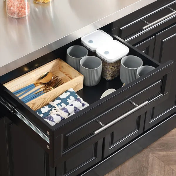 HOMCOM Portable Kitchen Island Cart, Black, on Wheels with Stainless Steel Top, Storage Cabinets, Spice Rack - product image 9