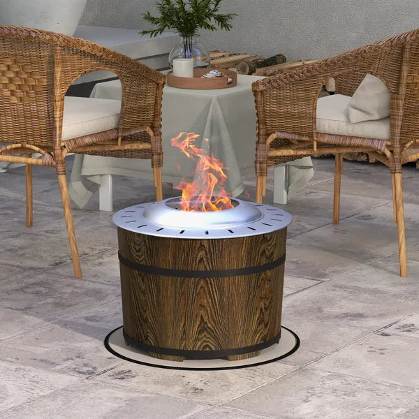 Outsunny Portable Smokeless Fire Pit Magnesium Oxide Bonfire Stove with Mat Brown for Outdoor Activities - product image 2