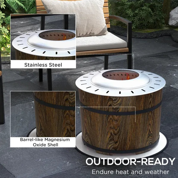 Outsunny Portable Smokeless Fire Pit Magnesium Oxide Bonfire Stove with Mat Brown for Outdoor Activities - product image 5