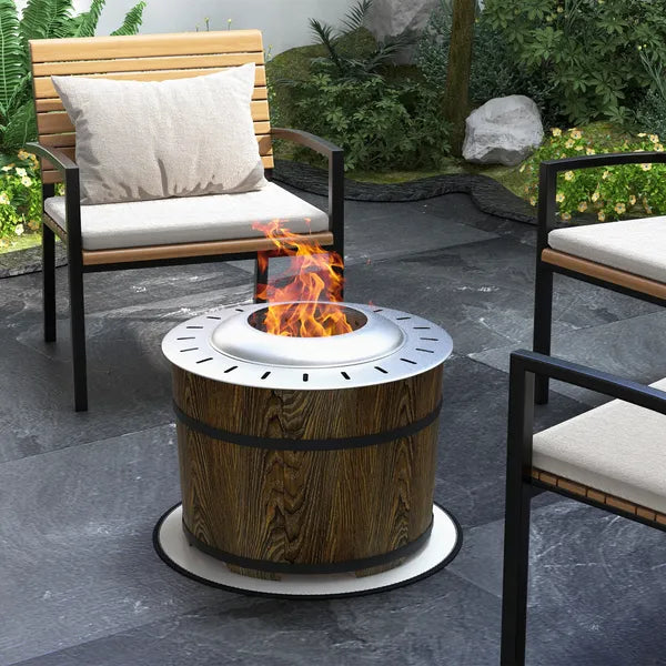 Outsunny Portable Smokeless Fire Pit Magnesium Oxide Bonfire Stove with Mat Brown for Outdoor Activities - product image 10