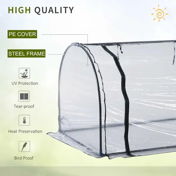 Outsunny Portable Tunneled Greenhouse 11.5'x3'x2.5' with PVC Cover and Zippered Doors Water UV Protection Clear - product image 7