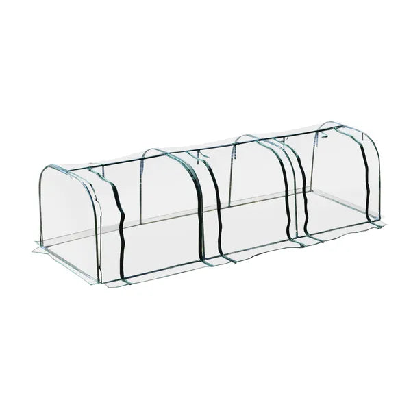 Outsunny Portable Tunneled Greenhouse 11.5'x3'x2.5' with PVC Cover and Zippered Doors Water UV Protection Clear - product image 1