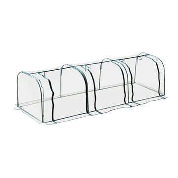 Outsunny Portable Tunneled Greenhouse 11.5'x3'x2.5' with PVC Cover and Zippered Doors Water UV Protection Clear - product image 1