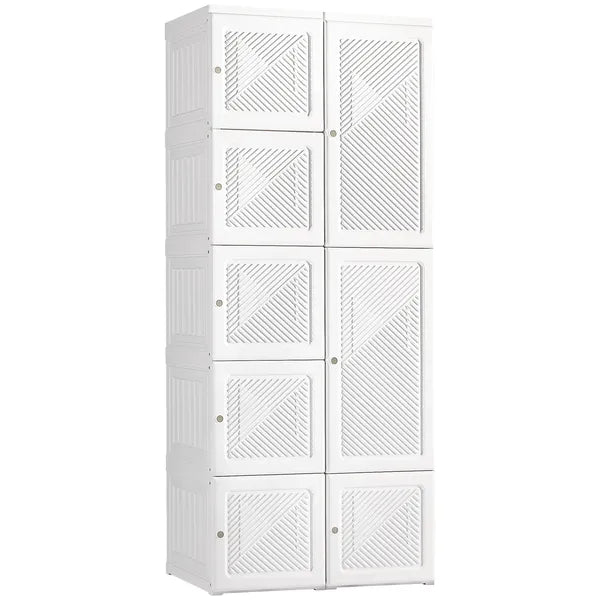 HOMCOM Portable Wardrobe Closet, Folding Bedroom Armoire, Clothes Hanging Storage Rack, Hanging Rod, Magnet Doors, White - product image 1