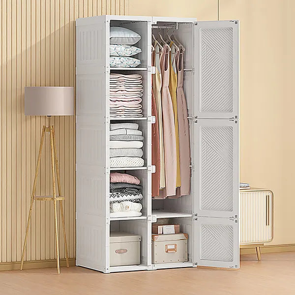 HOMCOM Portable Wardrobe Closet, Folding Bedroom Armoire, Clothes Hanging Storage Rack, Hanging Rod, Magnet Doors, White - product image 11