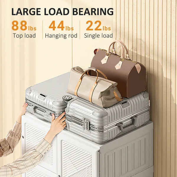 HOMCOM Portable Wardrobe Closet, Folding Bedroom Armoire, Clothes Hanging Storage Rack, Hanging Rod, Magnet Doors, White - product image 6
