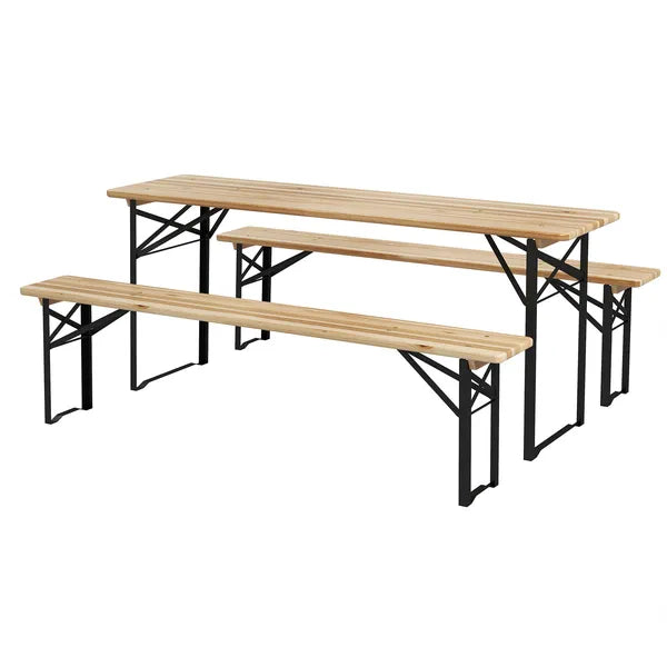 Outsunny Portable Wooden Picnic Table 6 Ft Beer Table Set with Benches German Style Anti-Injury Design for Patio Dining - product image 11