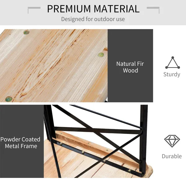 Outsunny Portable Wooden Picnic Table 6 Ft Beer Table Set with Benches German Style Anti-Injury Design for Patio Dining - product image 4