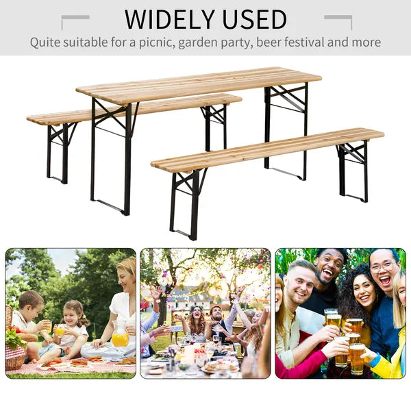 Outsunny Portable Wooden Picnic Table 6 Ft Beer Table Set with Benches German Style Anti-Injury Design for Patio Dining - product image 5