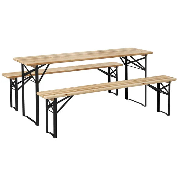 Outsunny Portable Wooden Picnic Table 6 Ft Beer Table Set with Benches German Style Anti-Injury Design for Patio Dining - product image 1