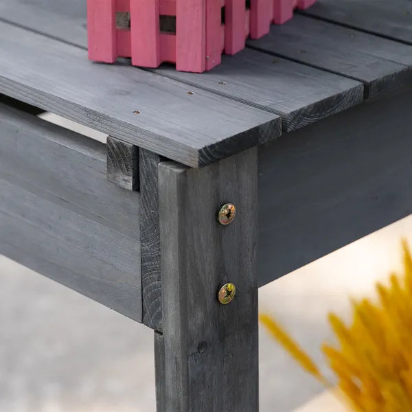 Potting Bench Outdoor, Wooden Workstation with Expandable Sliding Tabletop, Storage Shelf and Dry Sink, Indoor and Outdoor, Gray - product image 9