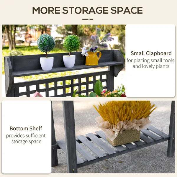 Potting Bench Outdoor, Wooden Workstation with Expandable Sliding Tabletop, Storage Shelf and Dry Sink, Indoor and Outdoor, Gray - product image 5