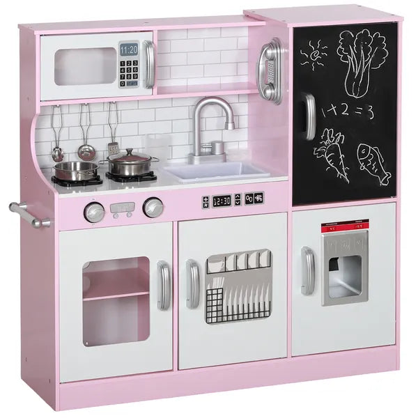 Pretend Play Kitchen, Kids Kitchen Playset with Play Phone, Chalkboard, Towel Rack and Ice Maker for 3-8 Years Pink - product image 11